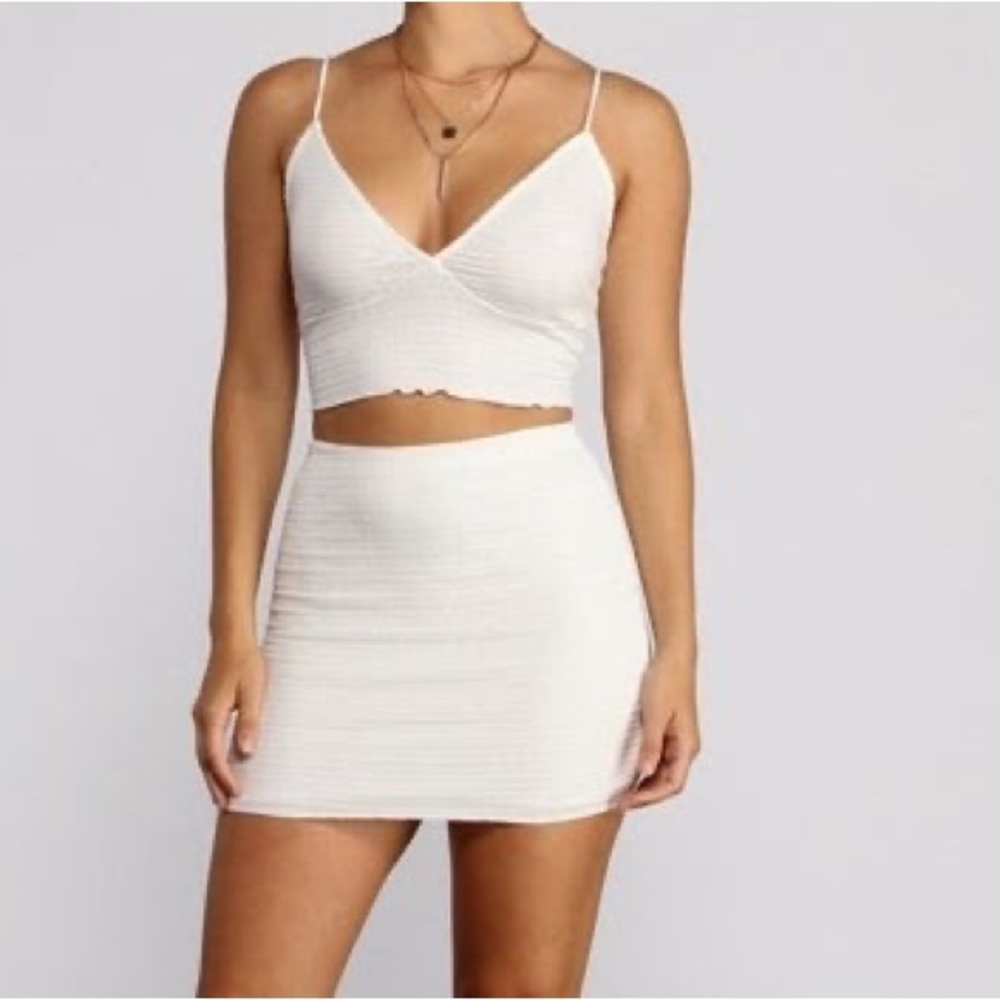 NWT White Crop Top and Mini Skirt Set